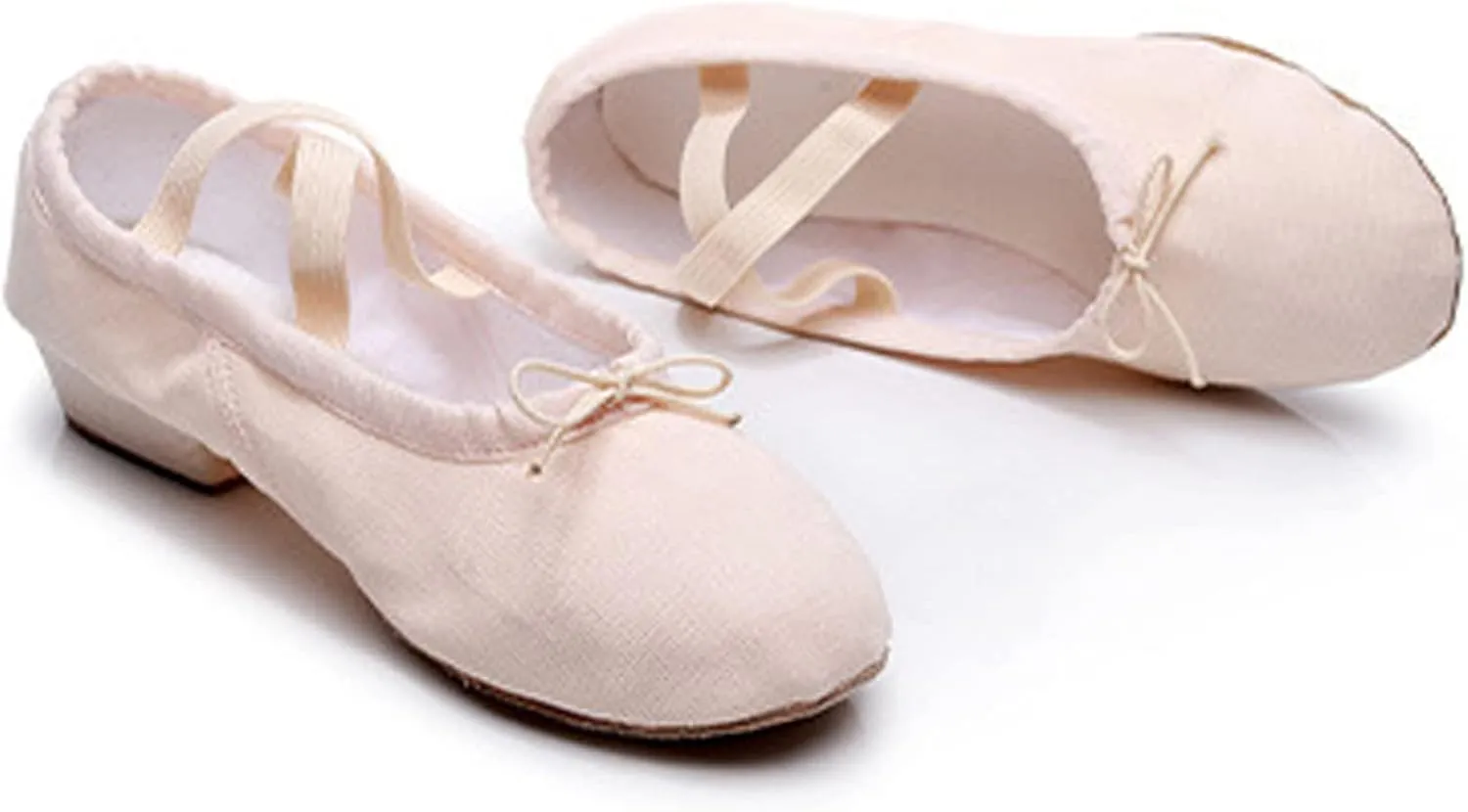 Women Low Heel Dance Shoes Girls Stretch Canvas Split Sole Ballet Shoes with Elastic Strap Training Shoes Sandals