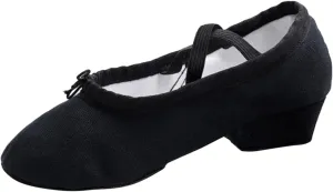 Women Low Heel Dance Shoes Girls Stretch Canvas Split Sole Ballet Shoes with Elastic Strap Training Shoes Sandals