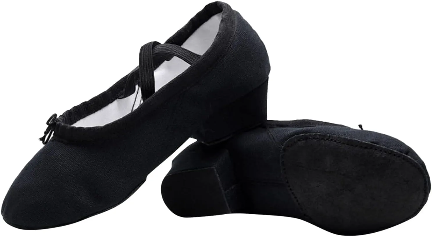 Women Low Heel Dance Shoes Girls Stretch Canvas Split Sole Ballet Shoes with Elastic Strap Training Shoes Sandals