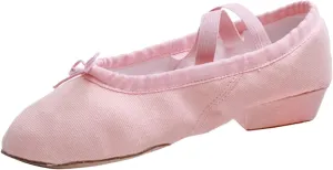 Women Low Heel Dance Shoes Girls Stretch Canvas Split Sole Ballet Shoes with Elastic Strap Training Shoes Sandals