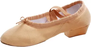 Women Low Heel Dance Shoes Girls Stretch Canvas Split Sole Ballet Shoes with Elastic Strap Training Shoes Sandals