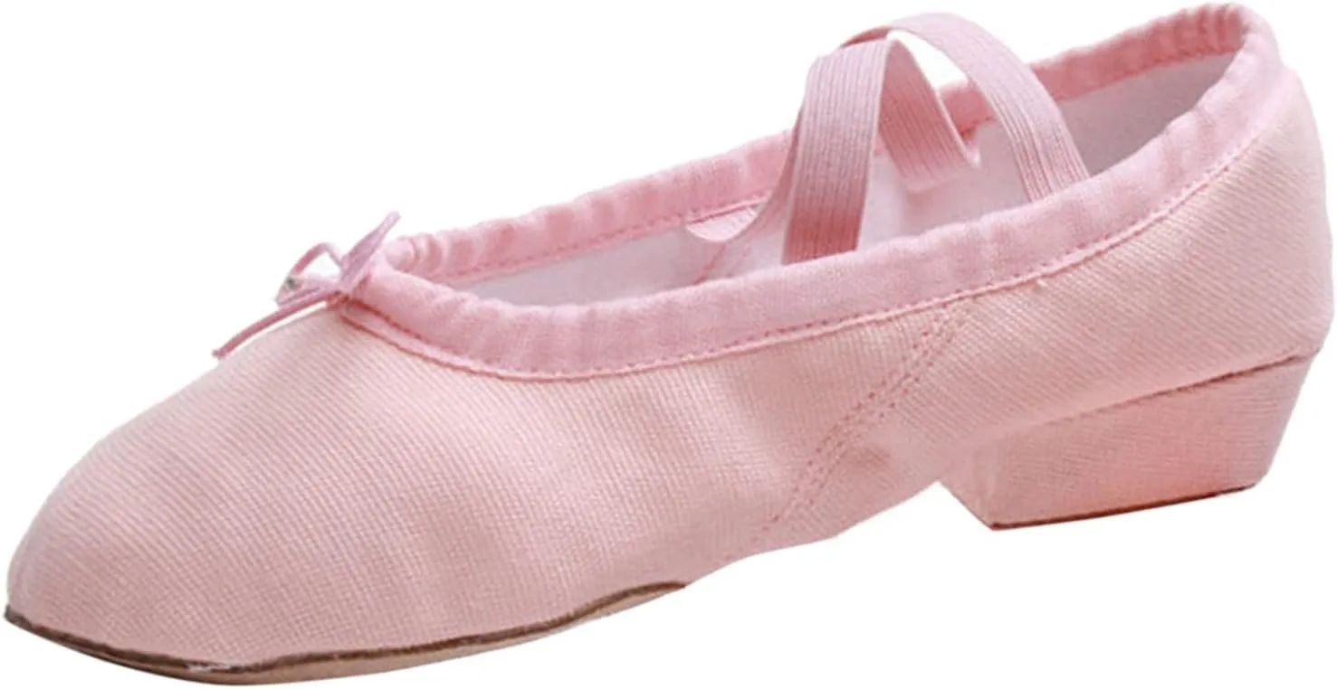 Women Low Heel Dance Shoes Girls Stretch Canvas Split Sole Ballet Shoes with Elastic Strap Training Shoes Sandals
