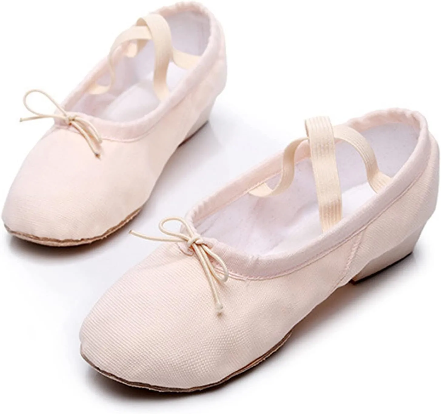 Women Low Heel Dance Shoes Girls Stretch Canvas Split Sole Ballet Shoes with Elastic Strap Training Shoes Sandals
