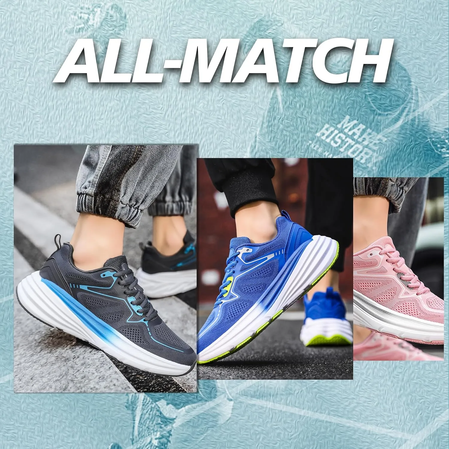 Women Men's Road Running Shoes Lightweight Breathable Comfortable Non Slip Fashion Sneakers