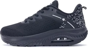 Womens Arch Support Walking Shoes Wide Toe Box Orthotic Sneakers Air Tennis Shoes for Plantar Fasciitis Pain Relief Black, Size 8