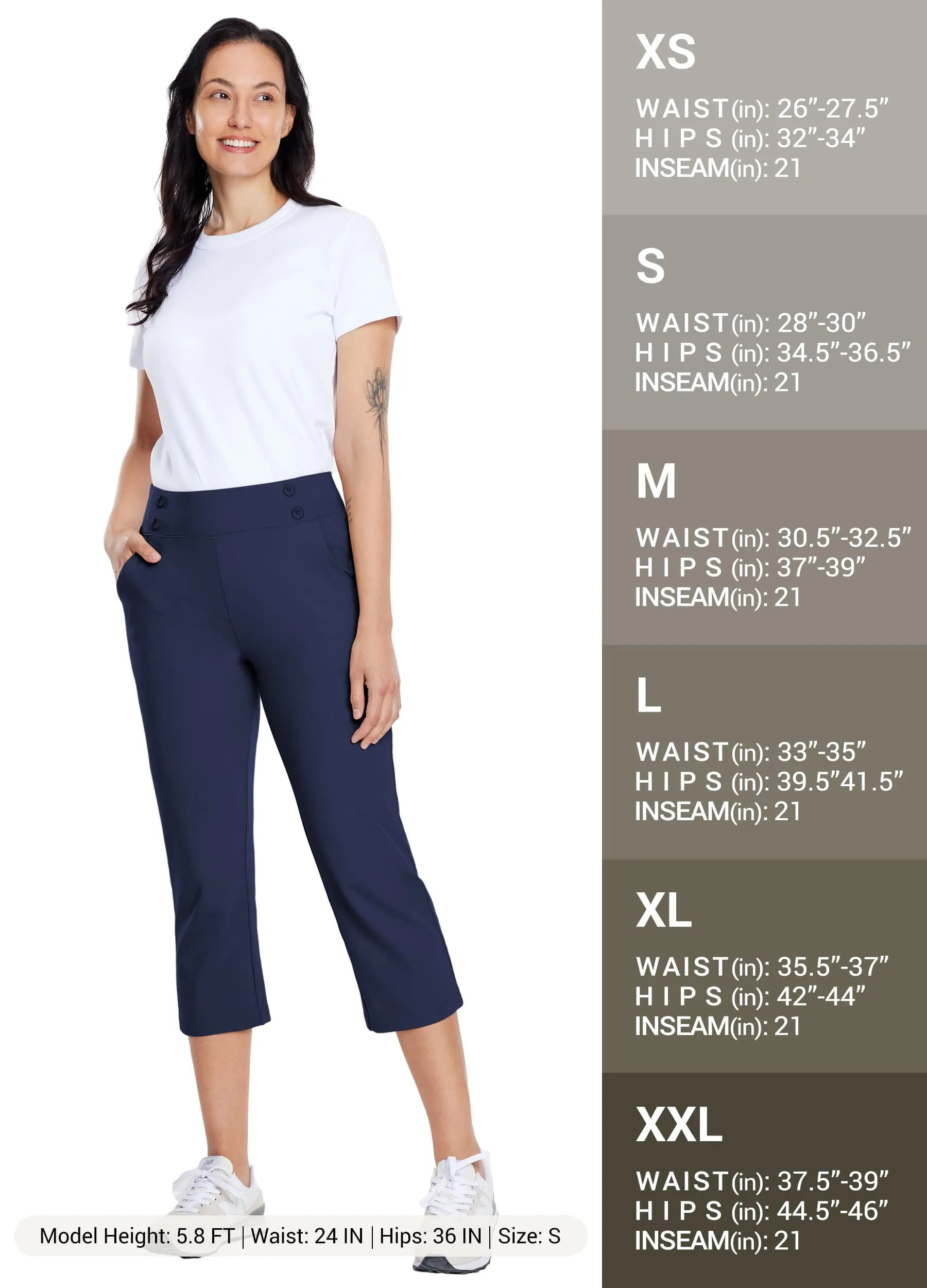 Women's Button Pull On Capris