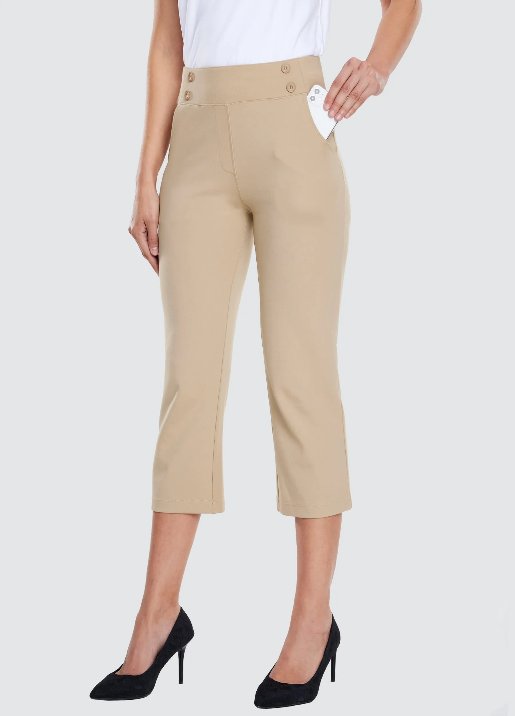 Women's Button Pull On Capris