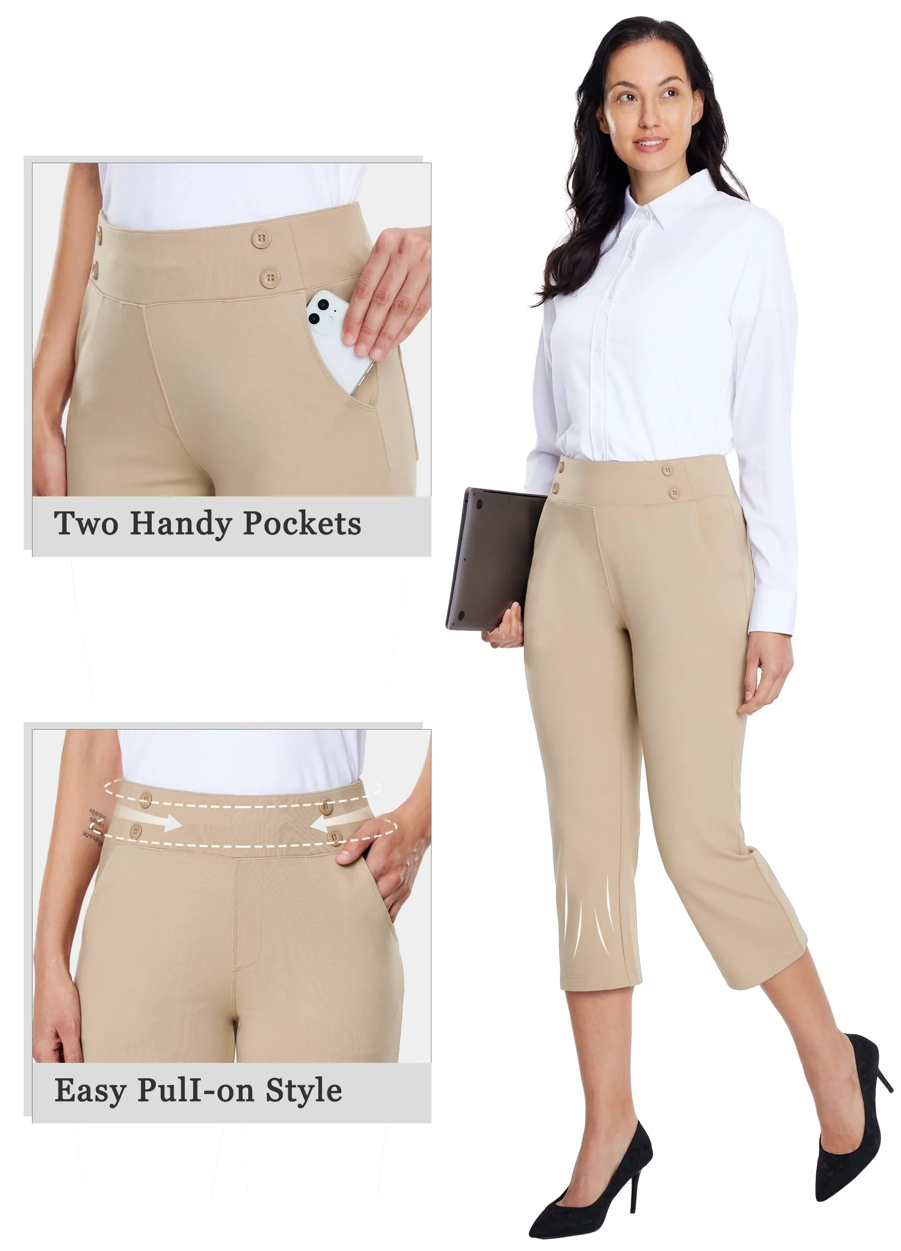 Women's Button Pull On Capris