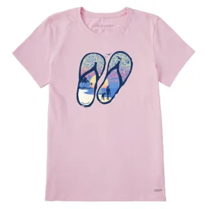 Women's Flip Flops Tropical Sunset S/S Crusher Tee