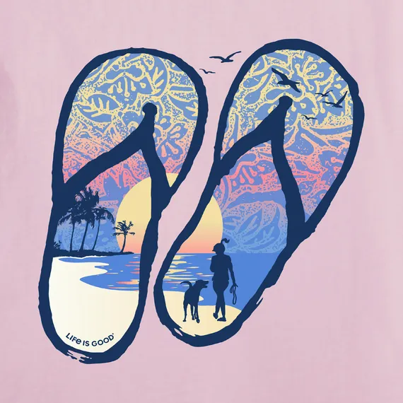 Women's Flip Flops Tropical Sunset S/S Crusher Tee