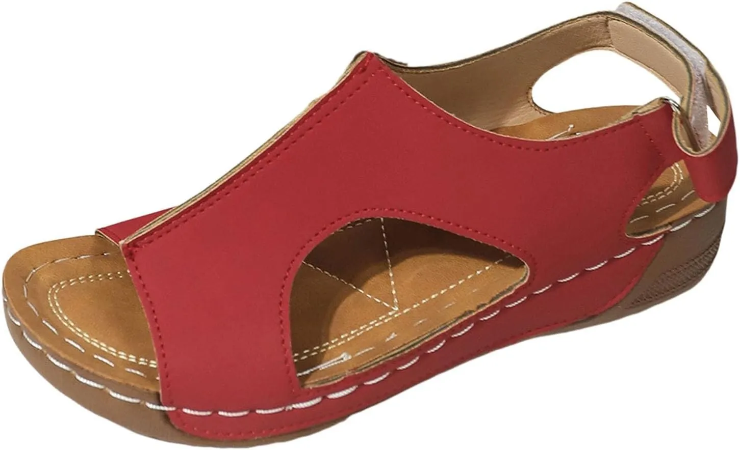 Womens Sandals Wedge Comfortable Orthopedic Slip On Beach Sandals Open Toe Lightweight Yoga Ma Shoes and Hook and Loop Closure Ankle Strap Available Shoes with Arch Support