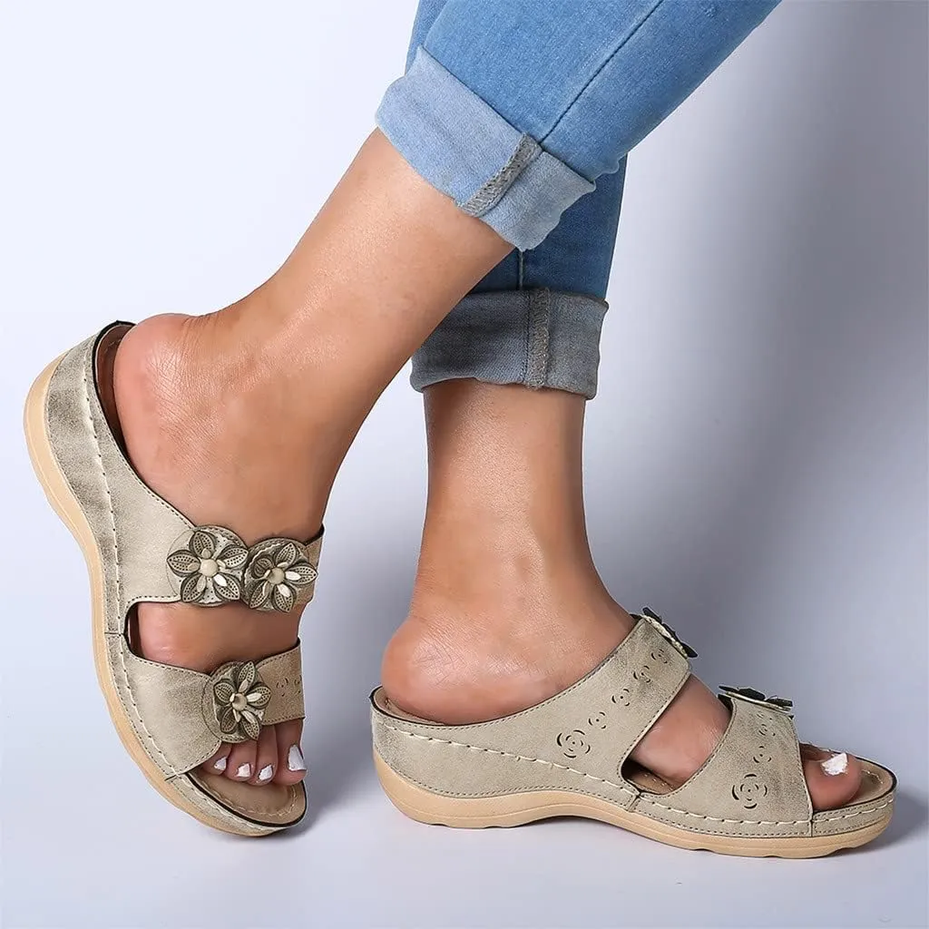 Womens Sandals with Arch Support Hiking Flip Flops Beach Slides Short Wedge Sandals Closed Toe Arch Support Wedge Sandals for Women Comfortable Platform Women Orthopedic Sandals