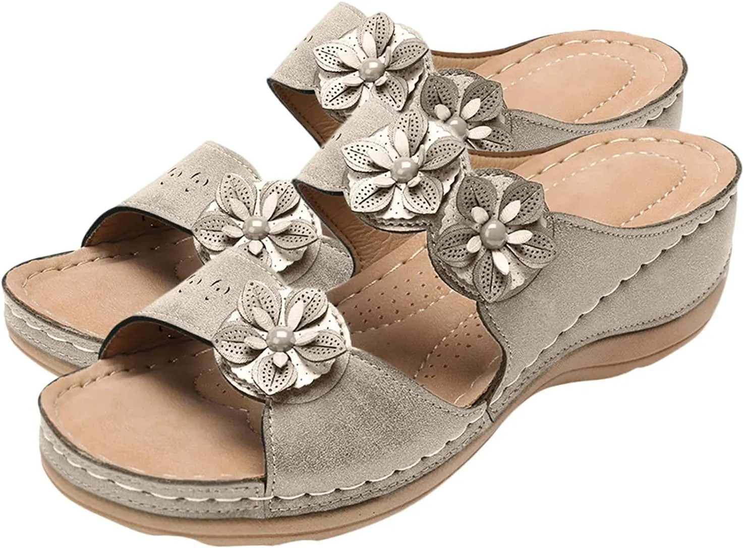 Womens Sandals with Arch Support Hiking Flip Flops Beach Slides Short Wedge Sandals Closed Toe Arch Support Wedge Sandals for Women Comfortable Platform Women Orthopedic Sandals