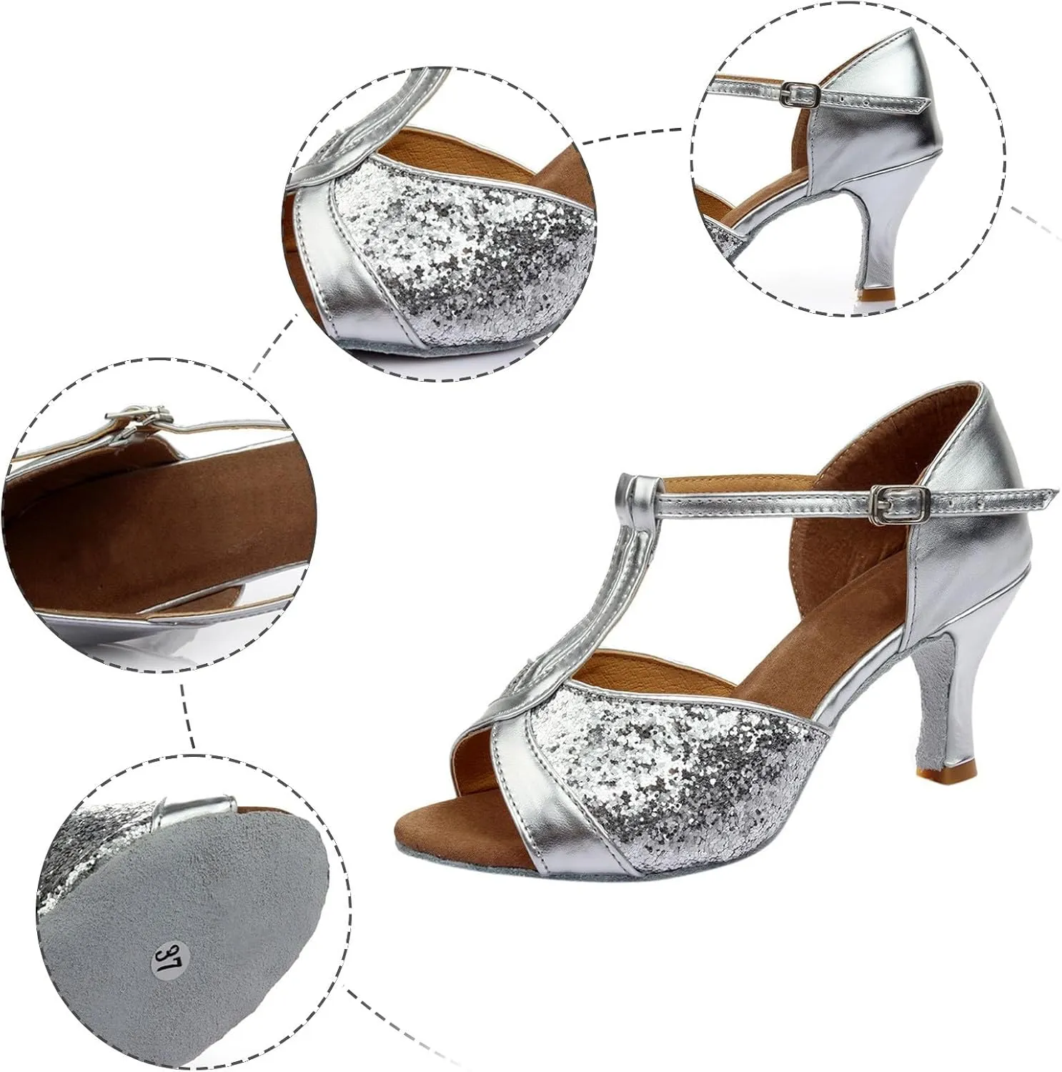Women's Sandals Women's Latin Dance Shoes Ballroom Performance Practice Dancing Shoes High Heels Platform Sandals