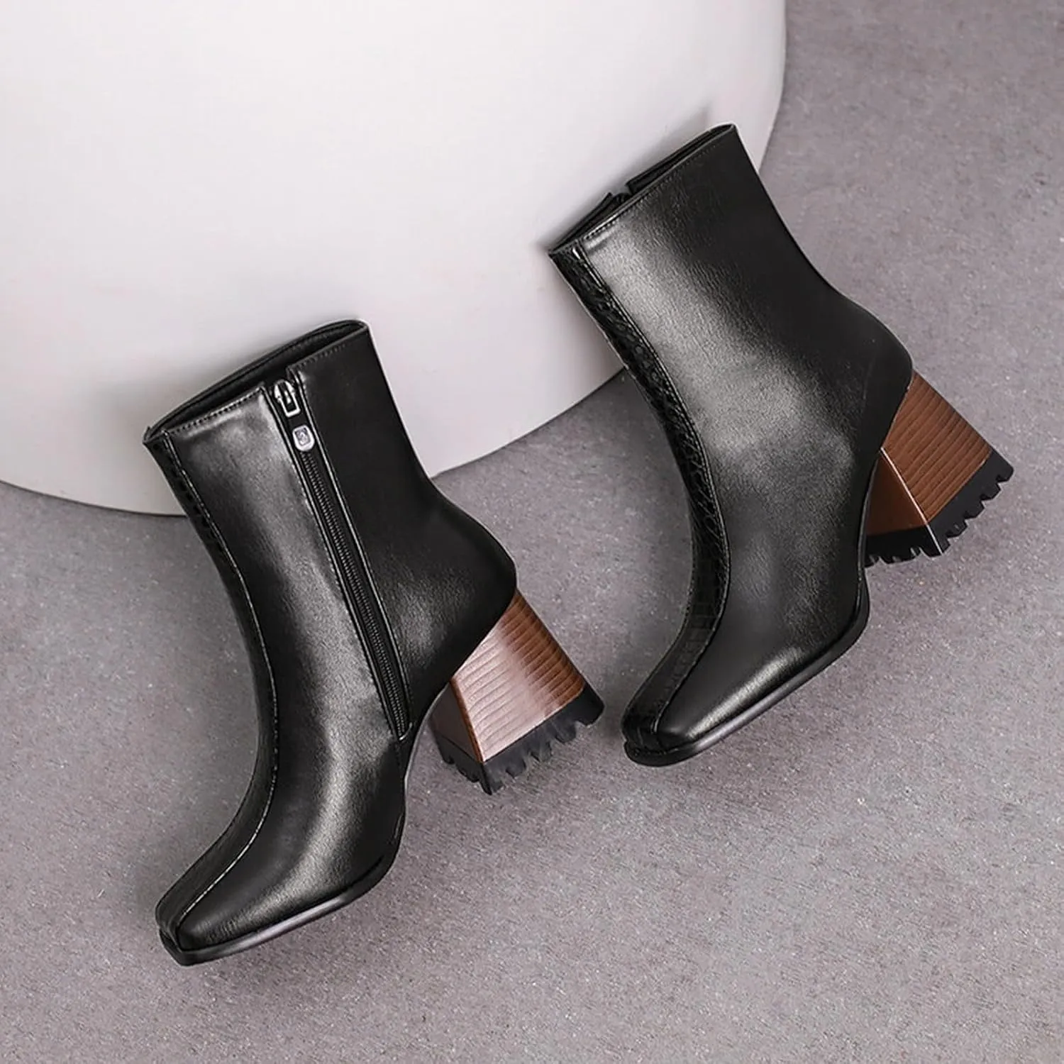 Work Boots for Women Ankle Womens Ankle Booties Black Low Heel Boots Wedge Boot Soft Sole Fashion Closed Toe Wide Fit Available