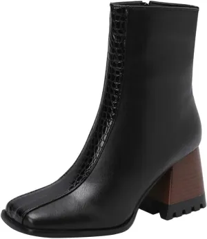 Work Boots for Women Ankle Womens Ankle Booties Black Low Heel Boots Wedge Boot Soft Sole Fashion Closed Toe Wide Fit Available