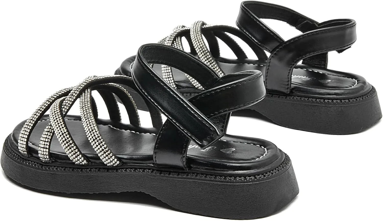 WUIWUIYU Toddler Girl Sandals - Flower Girl Dress Shoes Open Toe Little Kid Summer Casual Flats