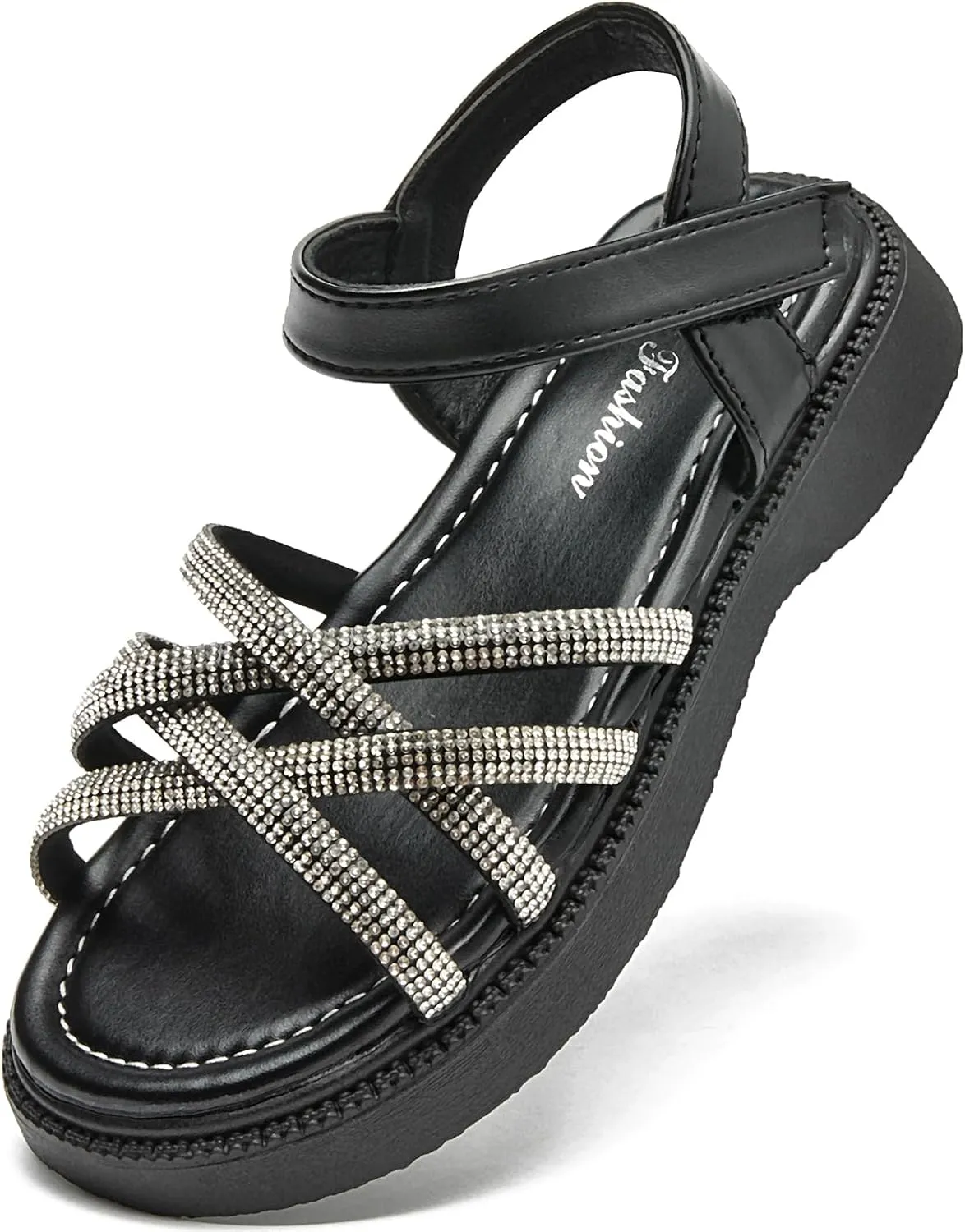 WUIWUIYU Toddler Girl Sandals - Flower Girl Dress Shoes Open Toe Little Kid Summer Casual Flats