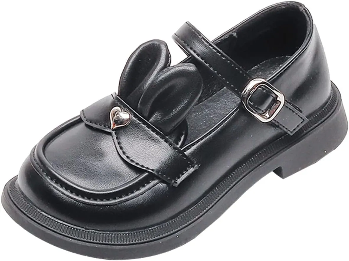 Young Girls Slippers Girls Leather Rabbit Design Soft Round Toe Princess Dress Flat Toddler Girl Summer Shoes