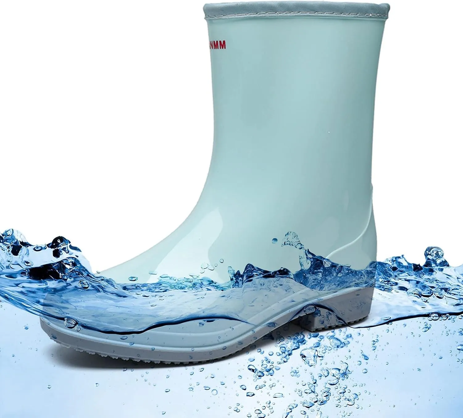 ZHOUYF Women Waterproof Rubber Rain Shoes PVC Non-Slip Garden Shoes Work Ankle Boots Mid Calf Rain Boots Outdoor Car Wash Footwear