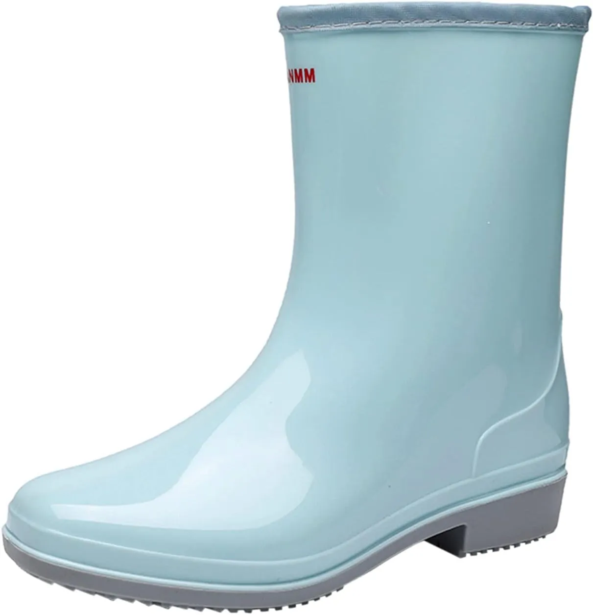 ZHOUYF Women Waterproof Rubber Rain Shoes PVC Non-Slip Garden Shoes Work Ankle Boots Mid Calf Rain Boots Outdoor Car Wash Footwear